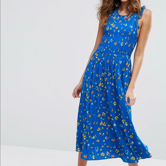 mango blue floral dress